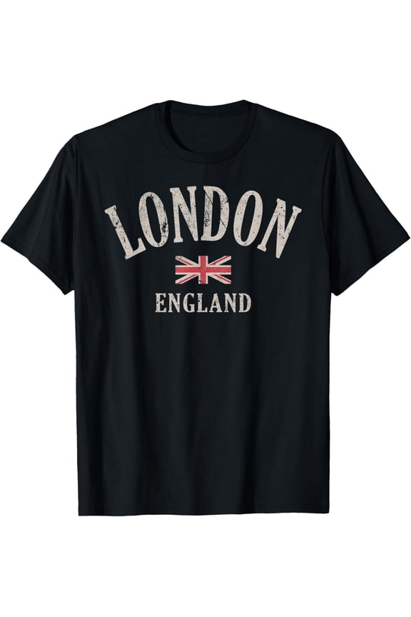 Distressed London England UK Flag T-Shirt- Classic Unisex 100% Cotton Crew Neck T-Shirt Breathable Casual Everyday Wear Affordable Graphic Soft t shirt Cheap t shirts