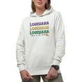 thumbnail image 1 of Louisiana, Born in the Boot with State Map Art Merch Gift, White Hooded Sweatshirt or Hoodie, Small, 1 of 5