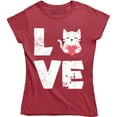 thumbnail image 1 of Distressed Love Cat Kitten Animal Pet Lover Women's Gift T-Shirt, 1 of 4