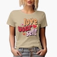 thumbnail image 1 of Distressed Love Your Self - Retro Wavy Text Art Merch Gift, Tan T-Shirt, 2XL, 1 of 5