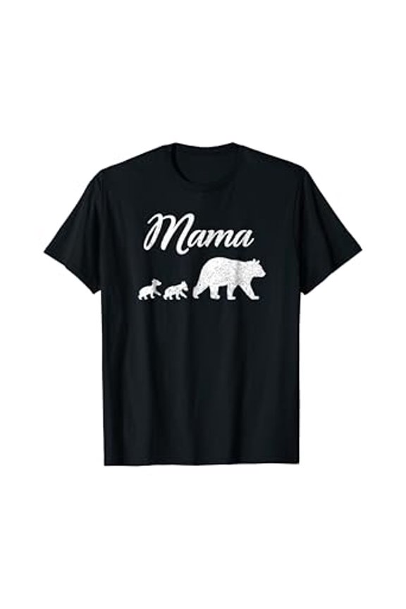 Distressed Mama Bear & Two Cubs T-Shirt for Twin Mom Mother's Day Gift
