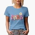 thumbnail image 1 of Distressed Mama - Retro Leopard Print & Flowers Art, Mother's Day Merch Gift, Baby Blue T-Shirt, Large, 1 of 5