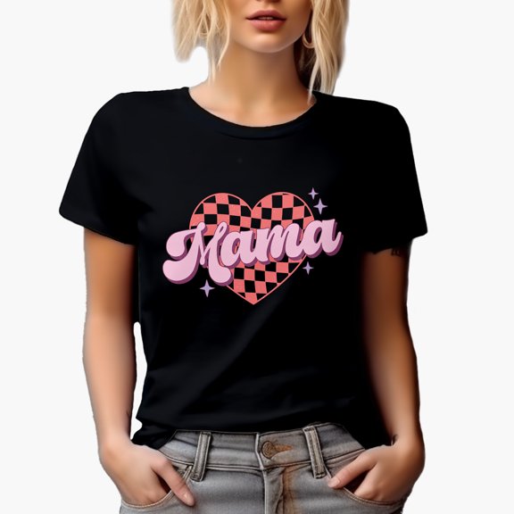 Distressed Mama, Retro Mother's & Valentine's Day Art Merch Gift, Black T-Shirt, 3XL