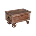 thumbnail image 1 of Distressed Mango Wood Trunk Storage Coffee Table with Tray Top & Casters, Brown, 1 of 1