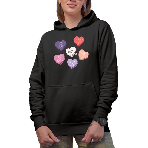 Distressed Meh, So Over It, Not Yours, Retro Anti Valentine's Day Gift, Black Hooded Sweatshirt or Hoodie, Large