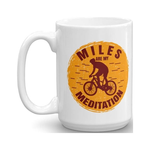 Distressed Miles Are My Meditation Coffee & Tea Gift Mug For Biker And Cup Gifts For Men & Women Cyclist (15oz)