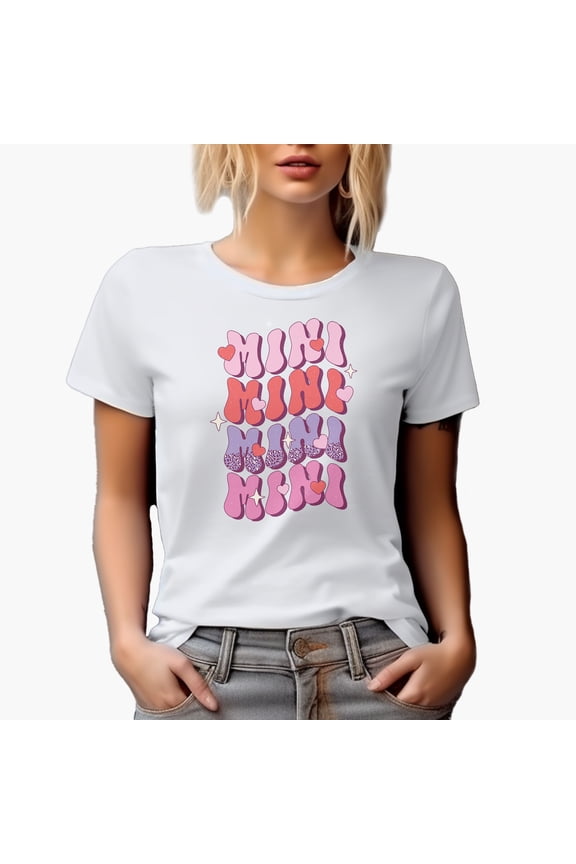 Distressed Mini - Retro Groovy Wavy Text Mother's Day Mother-to-Daughter Art Merch Gift, White T-Shirt, XL