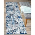 thumbnail image 1 of World Rug Gallery Distressed Modern Abstract Area Rug - Blue 2' x 7', 1 of 6