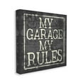 thumbnail image 1 of Distressed 'My Garage My Rules' Phrase Black White Typography Gallery-Wrapped Canvas Print Wall Art, 17x17, 1 of 6