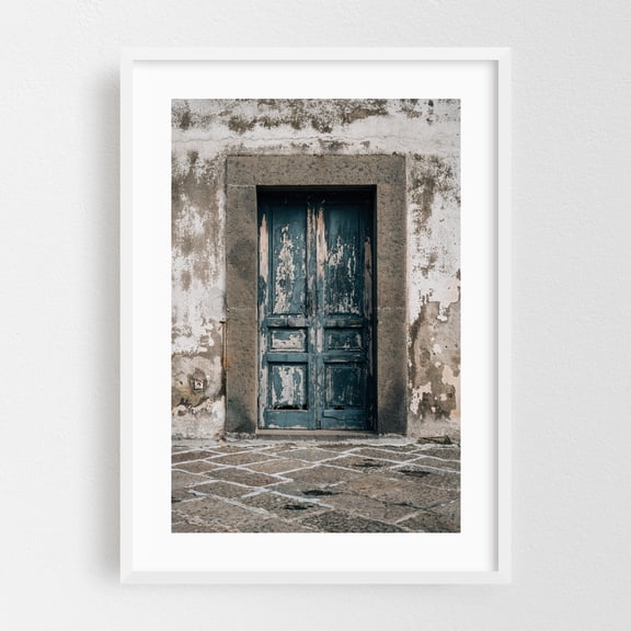 Distressed - Naples Campania Italy Photography Rustic Architecture Vintage Street Photography Farmhouse Minimalist White Framed Wall Art Print 5 x 7 inches