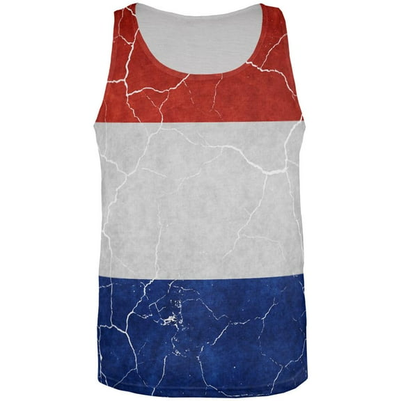 Distressed Netherlands Flag All Over Mens Tank Top Multi SM