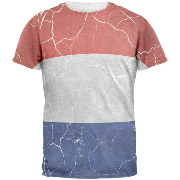 Distressed Netherlands Flag Mens T Shirt Heather White X-LG