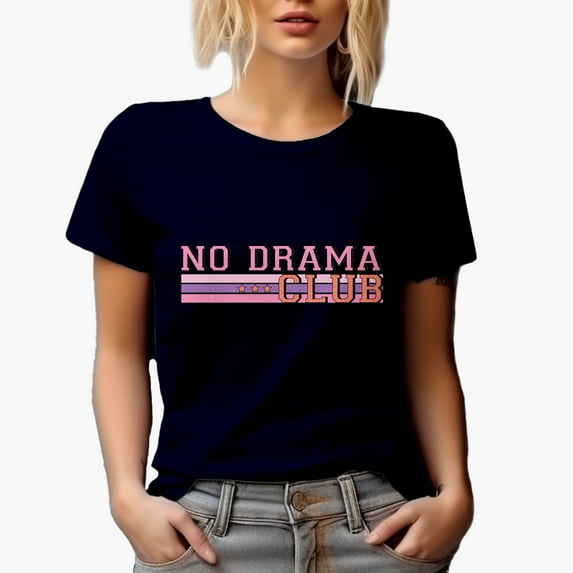 Distressed No Drama Club, Slang Word Merch Gift, Navy Blue T-Shirt, 3XL