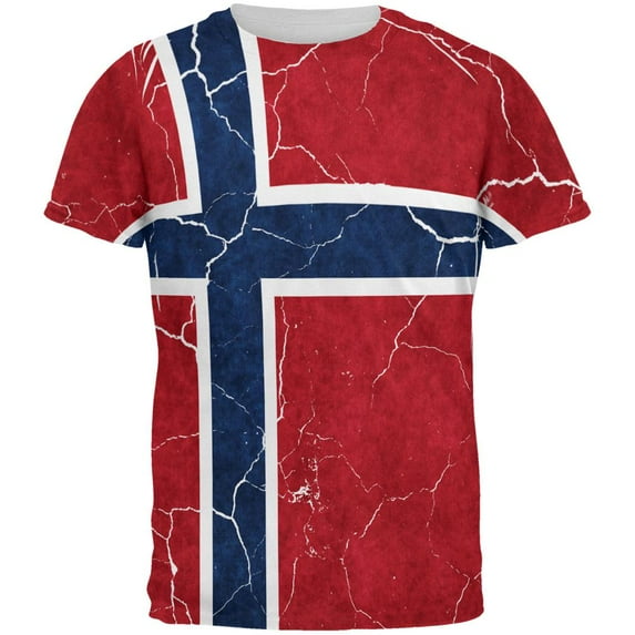 Distressed Norwegian Flag All Over Mens T Shirt Multi 2XL