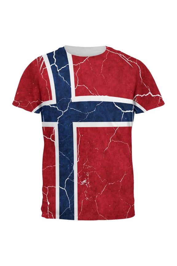 Distressed Norwegian Flag All Over Mens T Shirt Multi X-LG