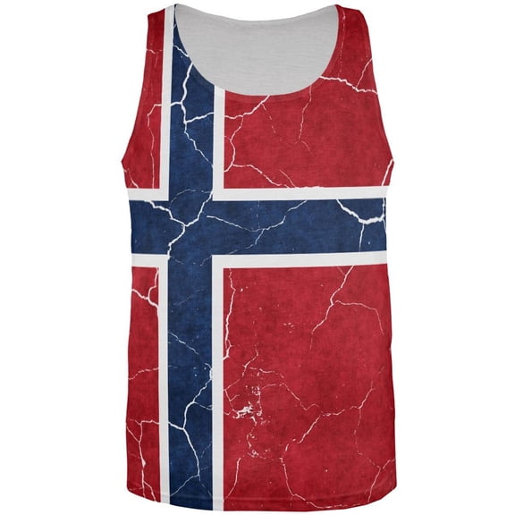 Distressed Norwegian Flag All Over Mens Tank Top Multi SM