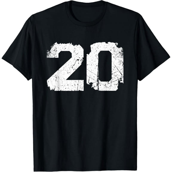 Distressed Number 20 Vintage Varsity Style Unisex Short Sleeve T-Shirt