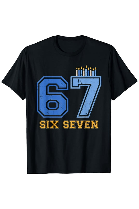 Distressed Number 67 Birthday Men Women Short Sleeve Graphic Tee