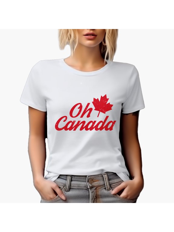 Distressed Oh Canada - Maple Leaf Art Merch Gift, White T-Shirt, Large