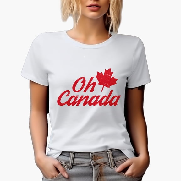 Distressed Oh Canada - Maple Leaf Art Merch Gift, White T-Shirt, Small