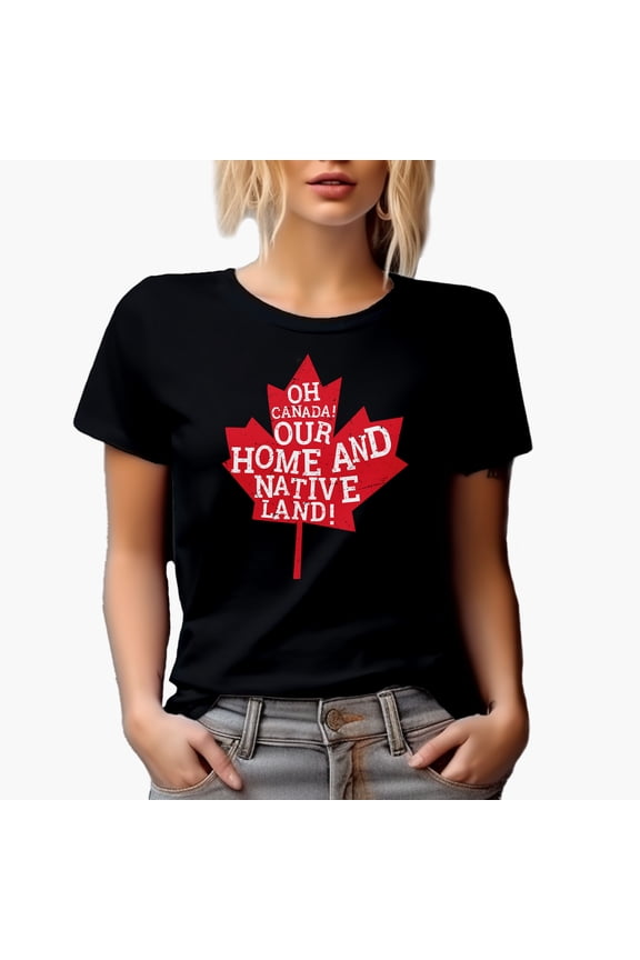 Distressed Oh Canada Our Home and Native Land feat. a Maple Leaf Art Merch Gift, Black T-Shirt, XL