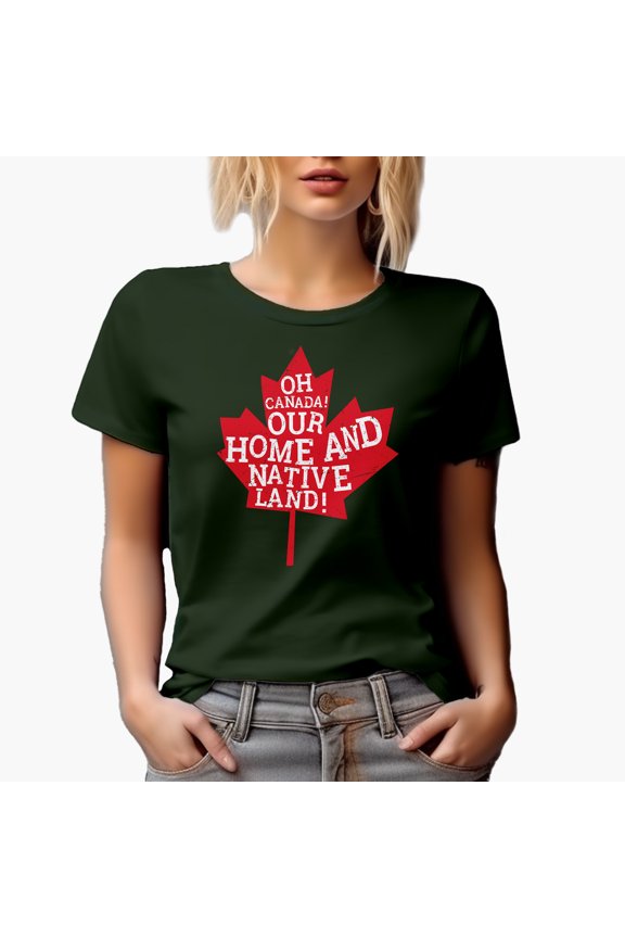 Distressed Oh Canada Our Home and Native Land feat. a Maple Leaf Art Merch Gift, Military Green T-Shirt, Large
