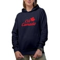 thumbnail image 1 of Distressed Oh Canada feat. a Maple Leaf Art Merch Gift, Navy Blue Hooded Sweatshirt or Hoodie, 3XL, 1 of 5
