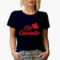 thumbnail image 1 of Distressed Oh Canada feat. a Maple Leaf Art Merch Gift, Navy Blue T-Shirt, Medium, 1 of 5