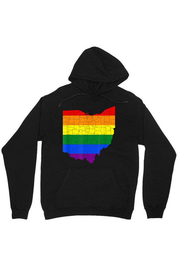 Distressed Ohio LGBTQ+ Rainbow Pride Graphic Shirt Souvenir Awareness M3651 Unisex Hoodie, Up to Size 5XL