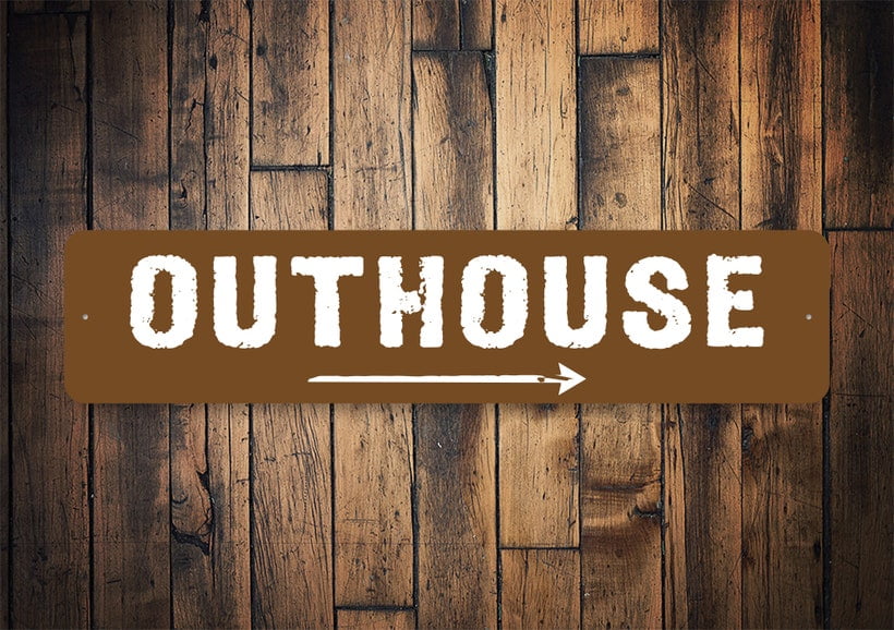 Distressed Outhouse Sign Outhouse Direction Outside Toilet Funny Farm ...