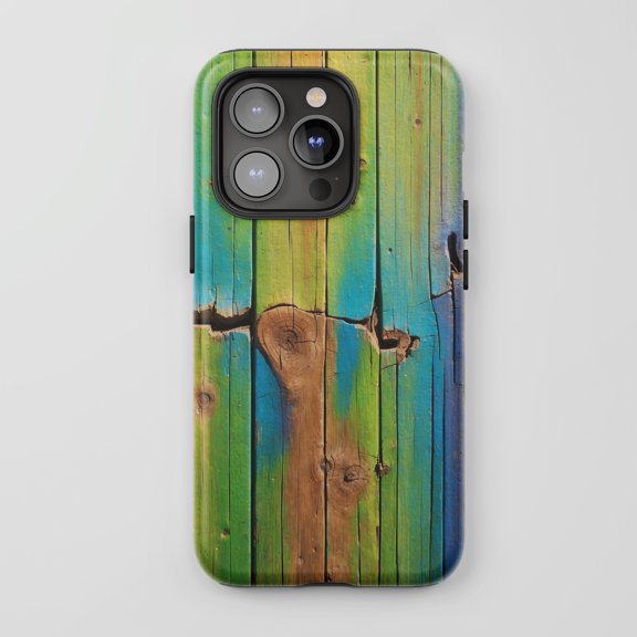 Distressed Painted Wood Planks For All iPhone Series Tough Phone Case Rustic Vintage Multi-Color