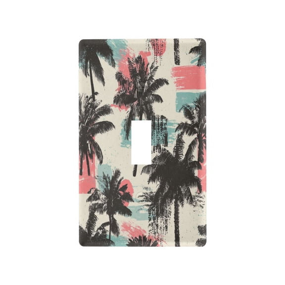 Distressed Palm Pattern Decorative Wall Plate, Flame Retardant PC Plastic Light Switch & Outlet Cover with Mounting Screws Fits Toggle Switch