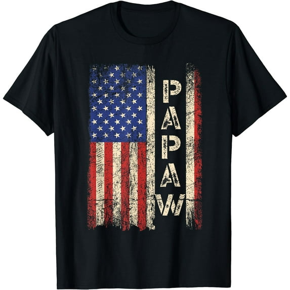 Distressed Patriotic Papaw US American Flag Design T-Shirt Grandfather Day Gift