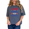 thumbnail image 1 of Distressed Patriotic Quote Land of the Free, Denim Comfort Colors T-Shirt, Small, 1 of 3