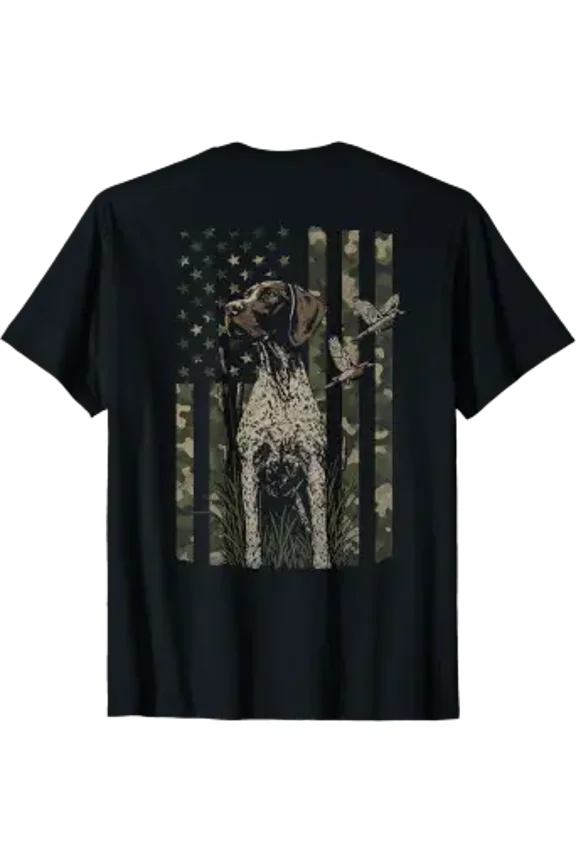 Distressed Pheasant Hunting Dog On Back Design Graphic T-Shirt, Size S-5XL