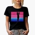 thumbnail image 1 of Distressed Pink and Blue Color Block with Shadow of a Swinging Golf Player, Golfing or Golfer Themed Merch Gift, Black T-Shirt, Large, 1 of 5