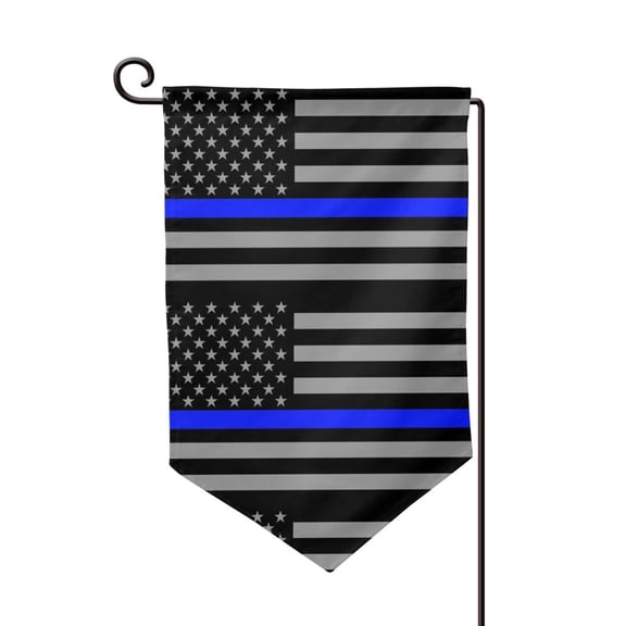Distressed Police Style Flag Double Sided Garden Flag for Indoor Outdoor Decorations 12.5 * 18 Inches Sharp Corner