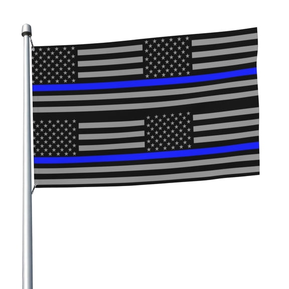 Distressed Police Style Flag Flag 5x8 Ft Print Vivid Color Light-Weighted Flags With Grommets