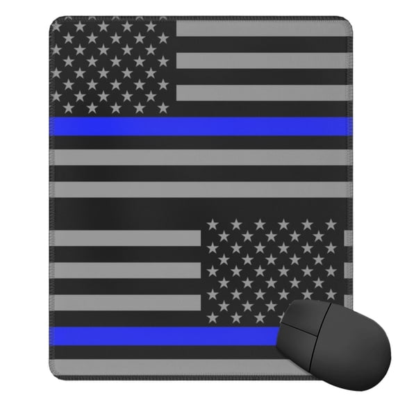 Distressed Police Style Flag Mousepad Non-Slip Rubber Base Mouse Mat For Office Home 11.8×9.8inches
