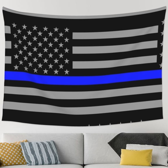 Distressed Police Style Flag Tapestry Wall Hanging Tapestry For Bedroom Living Room Dorm (60 * 90 Inches)