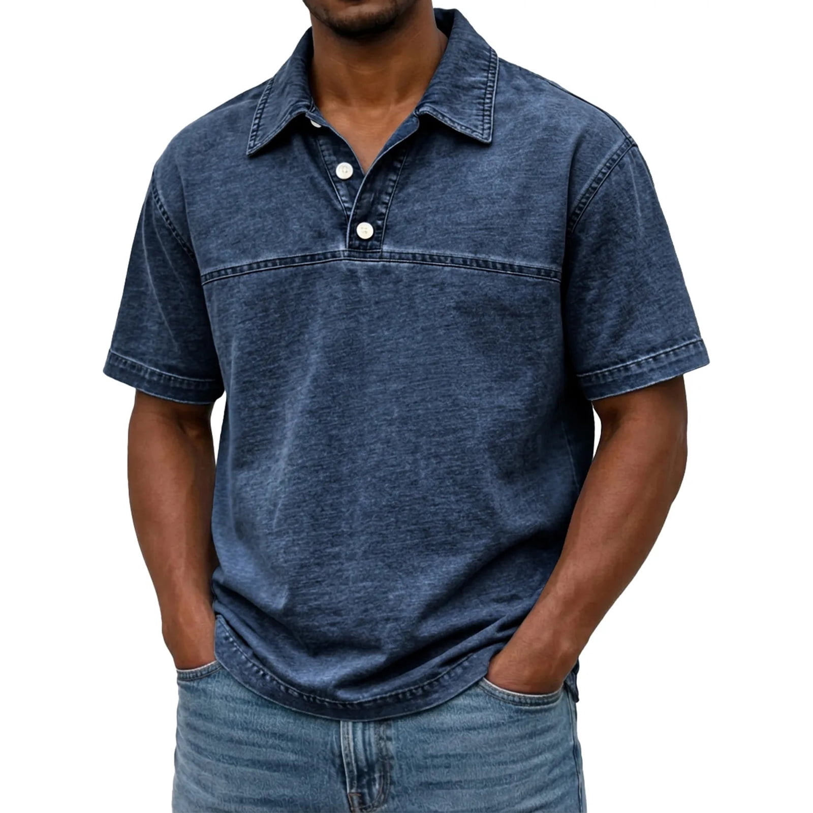 Distressed Polo Shirts for Men Short Sleeve Casual Stylish Half Button ...