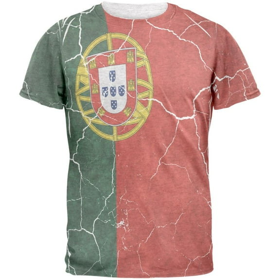Distressed Portuguese Flag Mens T Shirt Heather White LG