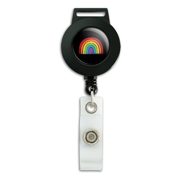 Distressed Pride Rainbow LBGTQ Lanyard Retractable Reel Badge ID Card Holder