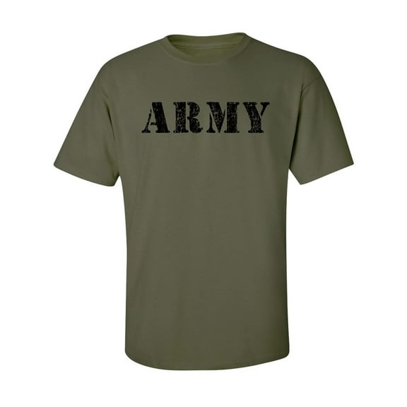 Distressed Print Stencil ARMY Short Sleeve T-Shirt in military green