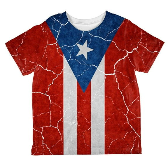 Distressed Puerto Rican Flag All Over Toddler T Shirt