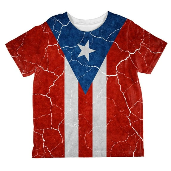 Distressed Puerto Rican Flag All Over Toddler T Shirt