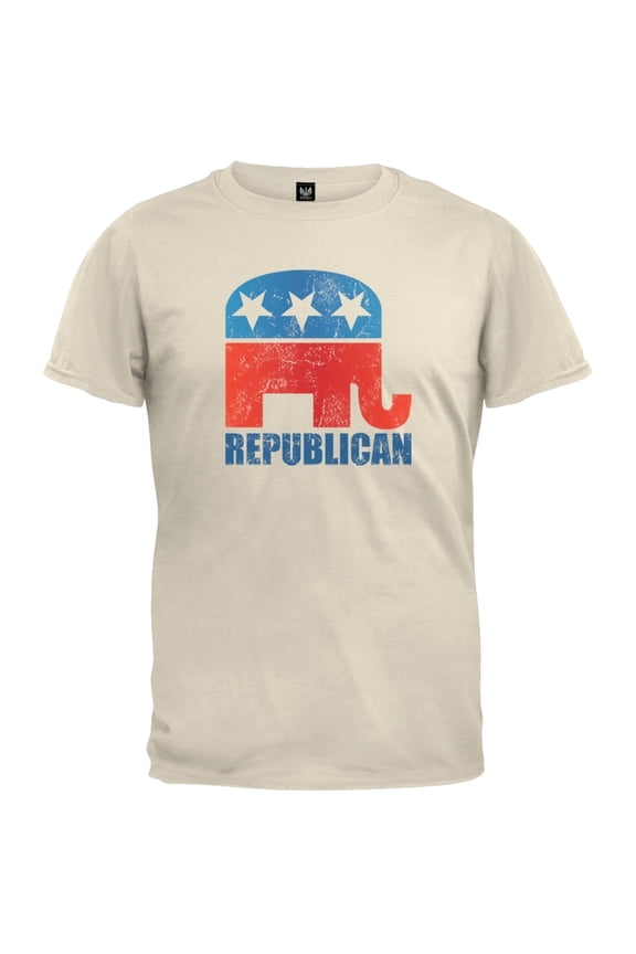 Distressed Republican Elephant Cream Adult T-Shirt - Medium