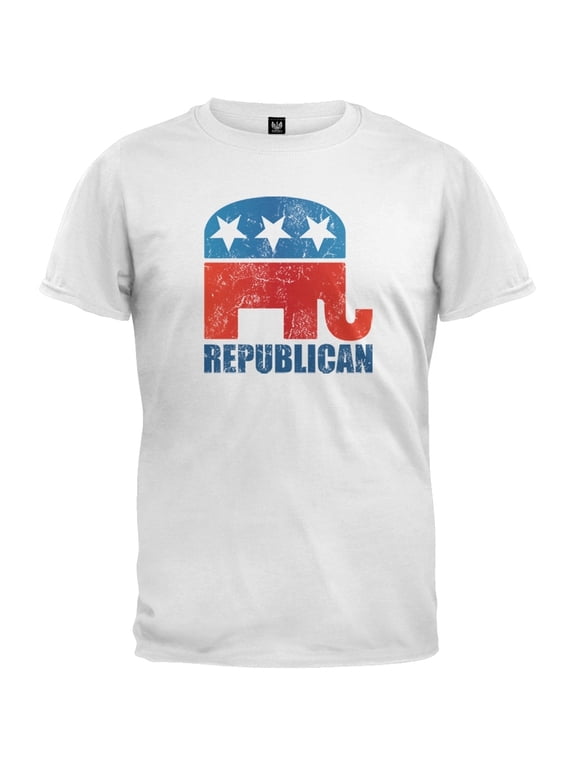 Distressed Republican Elephant White Adult T-Shirt - Large