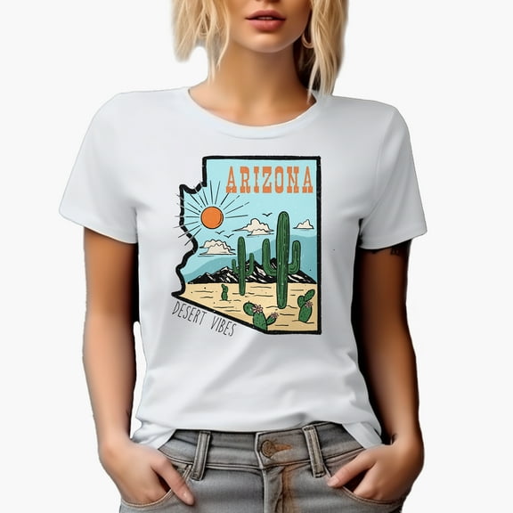 Distressed Retro Arizona, Desert Vibes - US State Themed Merch Gift, White T-Shirt, 3XL
