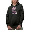 thumbnail image 1 of Distressed Retro Be Cool, Be Kind Art, Merch Gift, Black Hooded Sweatshirt or Hoodie, Small, 1 of 5